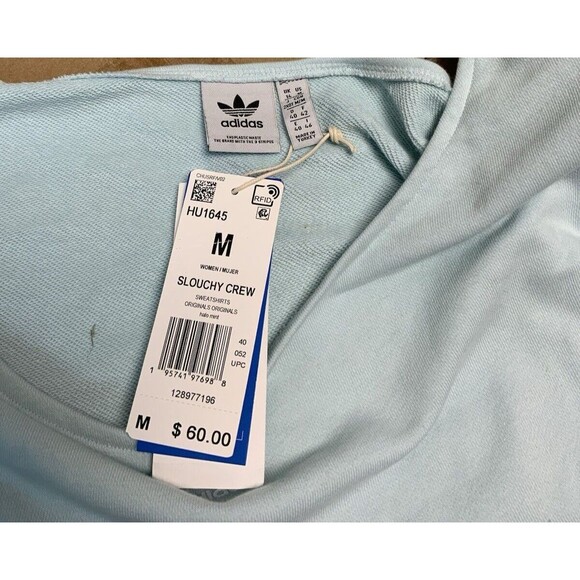 Adidas 2000‎ Luxe Slouchy Crew Sweatshirt  Sweater Women's Size Medium Halo Mint - Picture 5 of 6